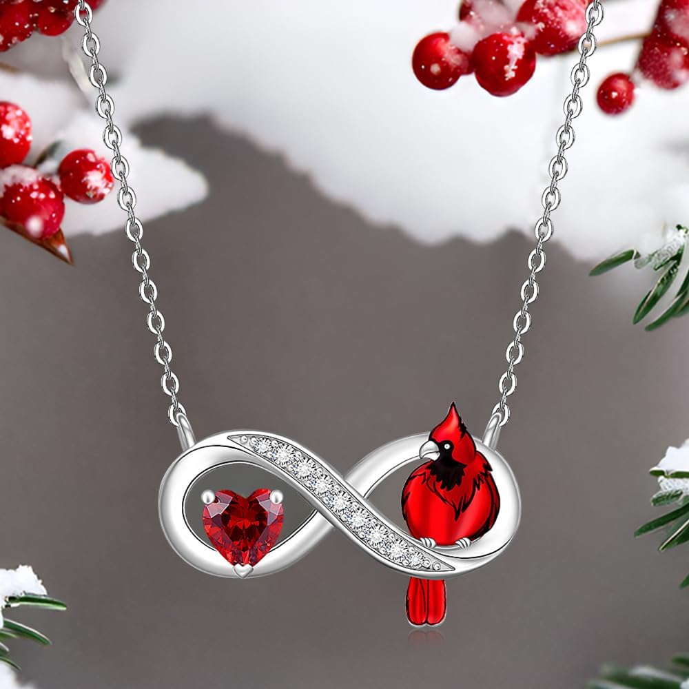 Fenthring Red Cardinal Necklace Sterling Silver Cardinal Necklaces for Women Memorial Pendant Sympathy Bird Charms Mothers Day Christmas Gifts - Image 4