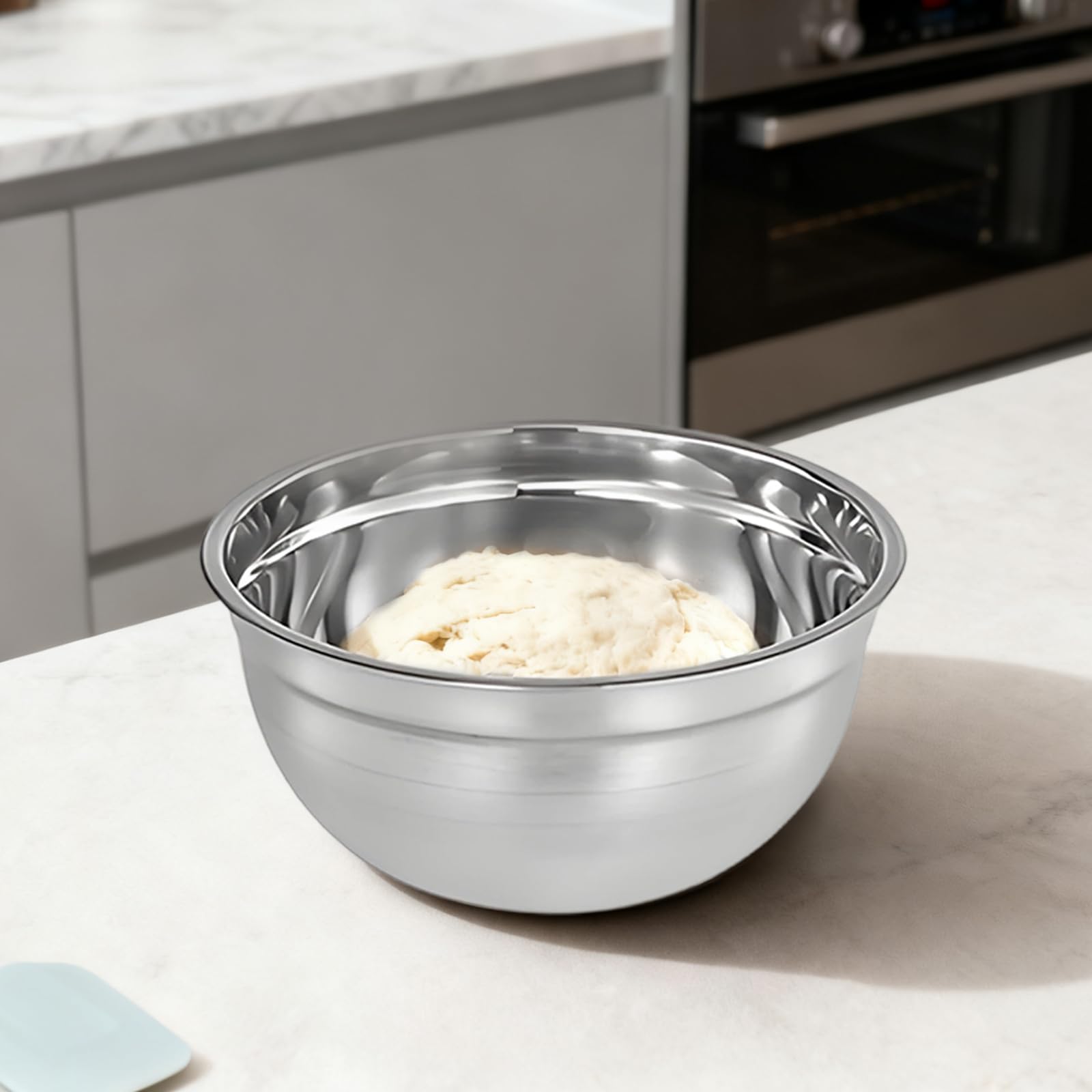 Generisch 3 Stk. Rührschüsseln aus Edelstahl, 17,9 cm, 20 cm und 23,8 cm ineinander stapelbar, für Salat, Backen und Zubereitung, leicht zu reinigen, spülmaschinen- und kühlschrankgeeignet