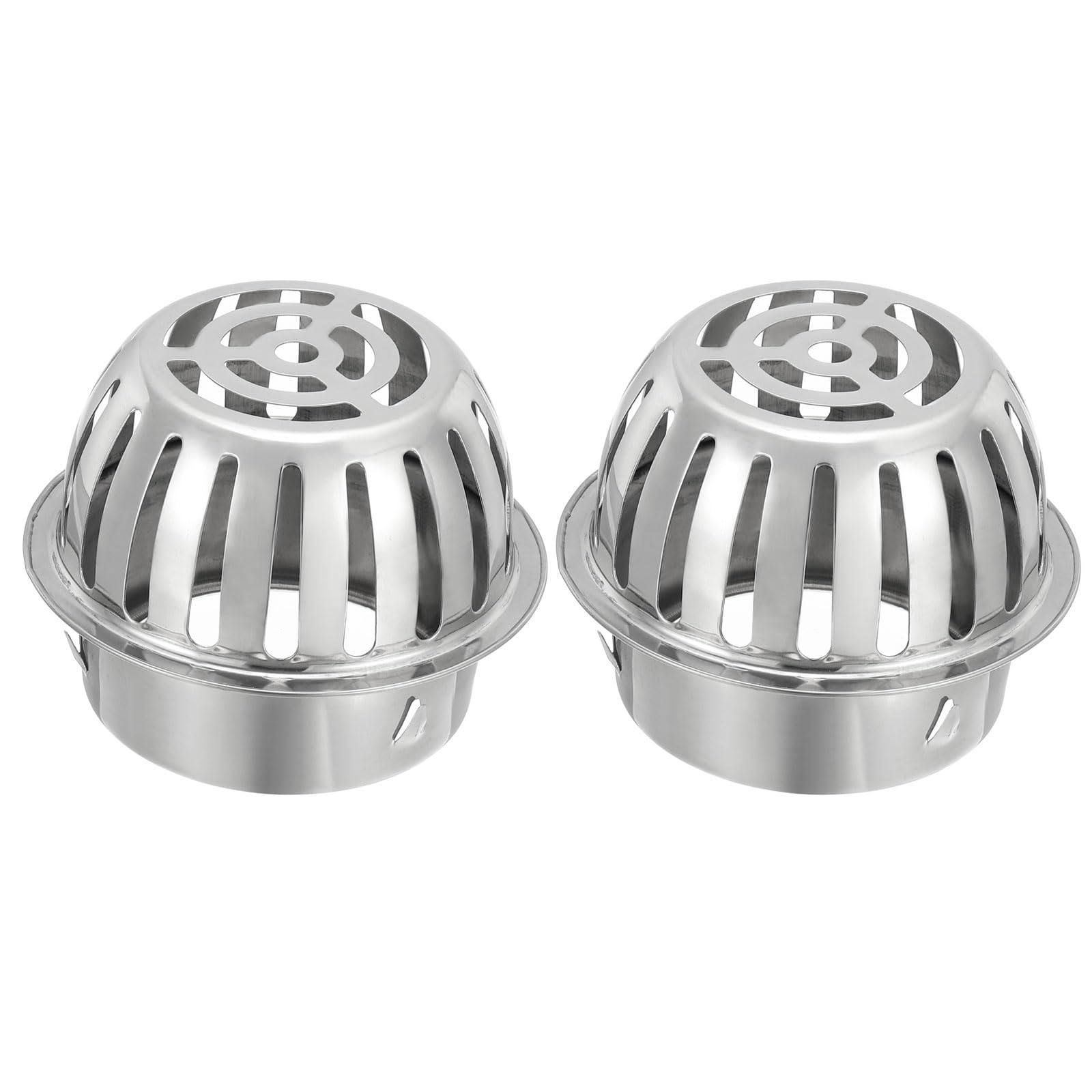 Zhidaishi One Color Dome Gutter Guard Filter 4 Inch, 2 Pack 304 Stainless Steel Downspout Strainer For Leaves And Debris, Outdoor Drain Cover Fits 3.9-4.1 Inch Openings