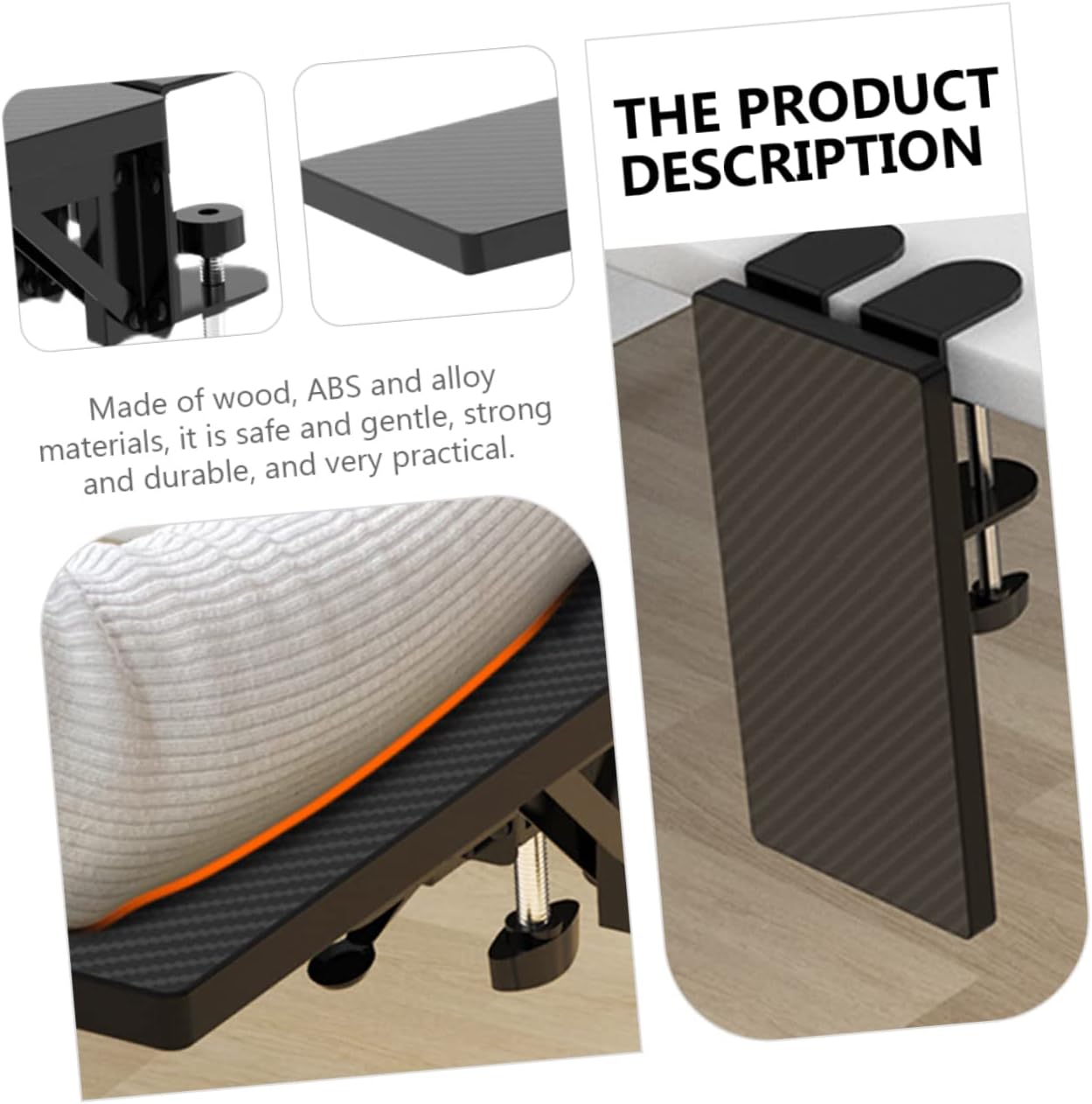 NUOBESTY Computer Hand Bracket Elbow Support Board Durable Folding Extension Board for Desk Ergonomic Wrist Rest for Long Hours of Work Design Black