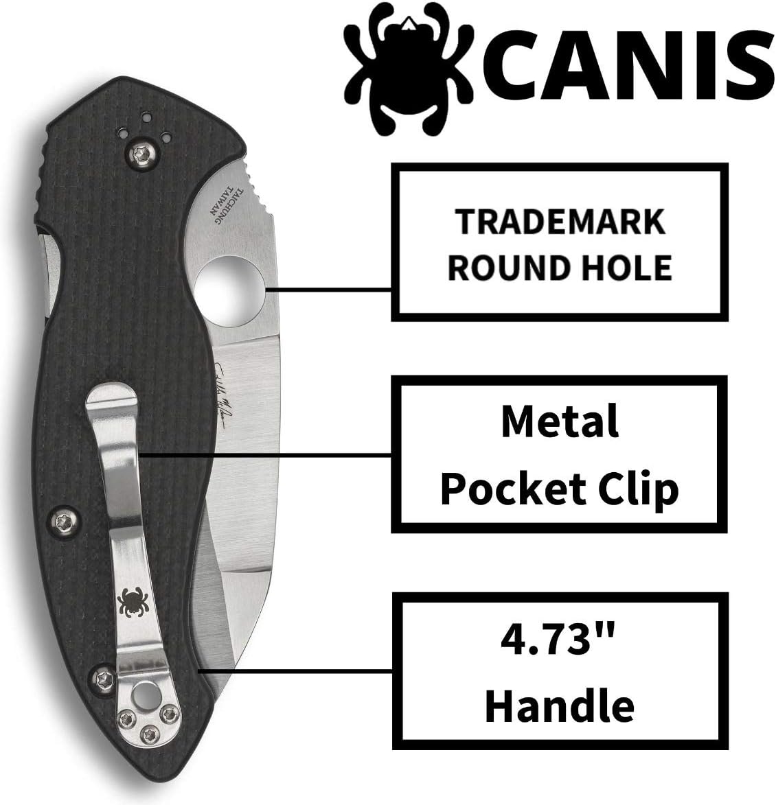 Spyderco Canis Knife with 3.43" CPM S30V Stainless Steel Blade and Carbon Fiber G-10 Laminate Handle - PlainEdge - C248CFP
