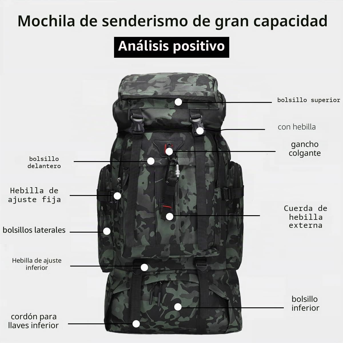 A-QMZL Mochila de senderismo 80L, mochilas de senderismo, mochila de viaje, mochila para alpinismo impermeable, Daypack de escalada camping y turismo para hombre y mujer