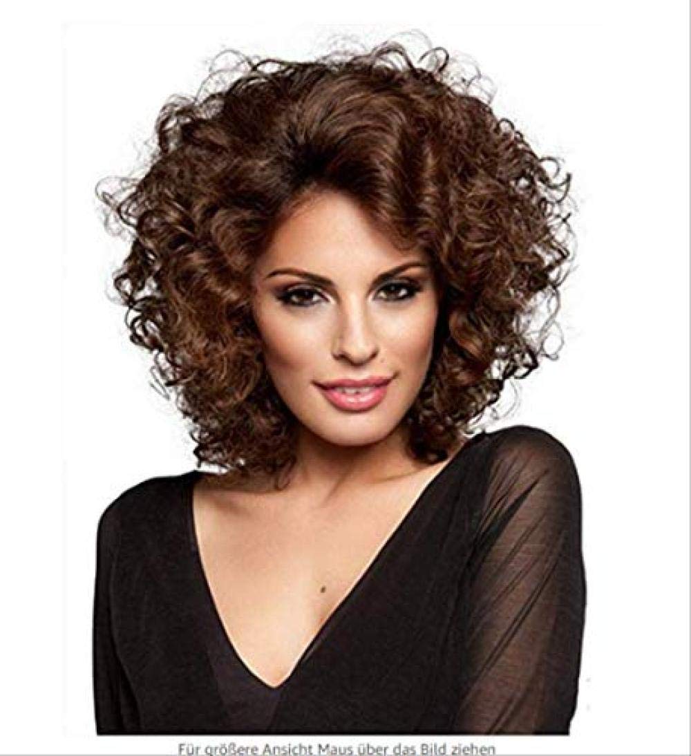 BGHJUE Women S Short Brown Fluffy Roll Wigs