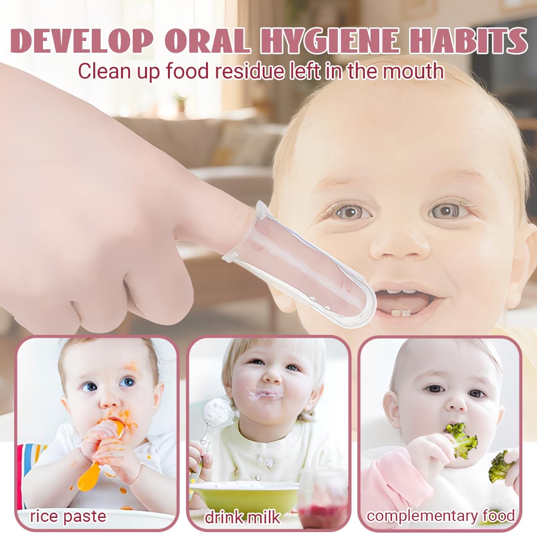 9 Pezzi Spazzolino Morbido Sicuro da Denti per Bambino, Spazzolino Neonato, Spazzoline da Denti di dito in Silicone per Ragazzi, Impacco Trasparente per Massaggi