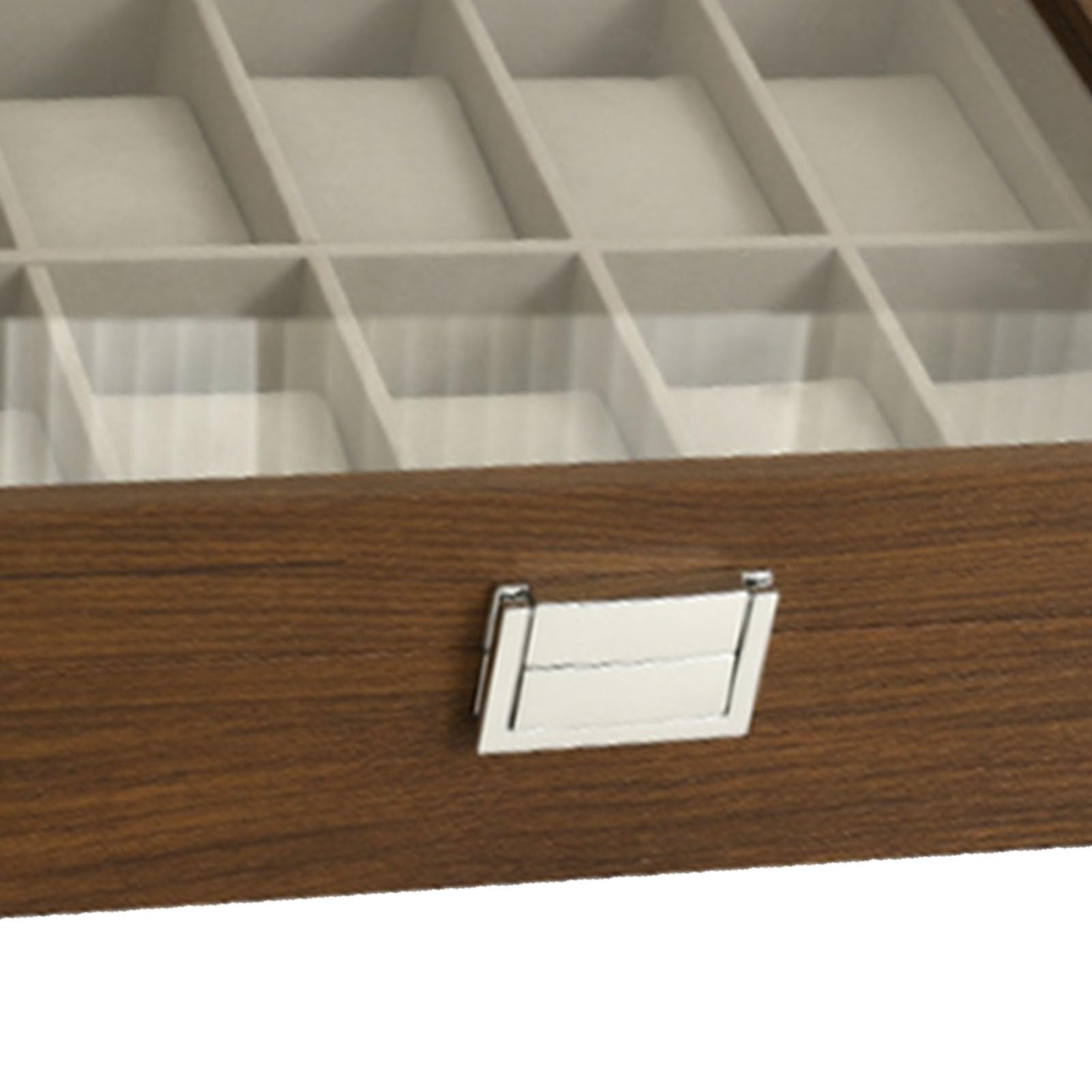 Vitrina Organizadora de Caja de Reloj con Tapa de Vidrio y Forro de Terciopelo Soporte de Almacenamiento de 10 Ranuras para Correas de Relojes Mecánicos y de Cuarzo Exhibición de Colección de