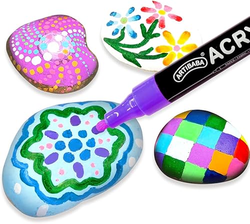 Miniatura 9 de Rotuladores acrílicos  Pintura rupestre 12 colores 0.079 in pintura rupestre, cerámica, vasos, vidrio, huevo de Pascua, madera, letras de tela,