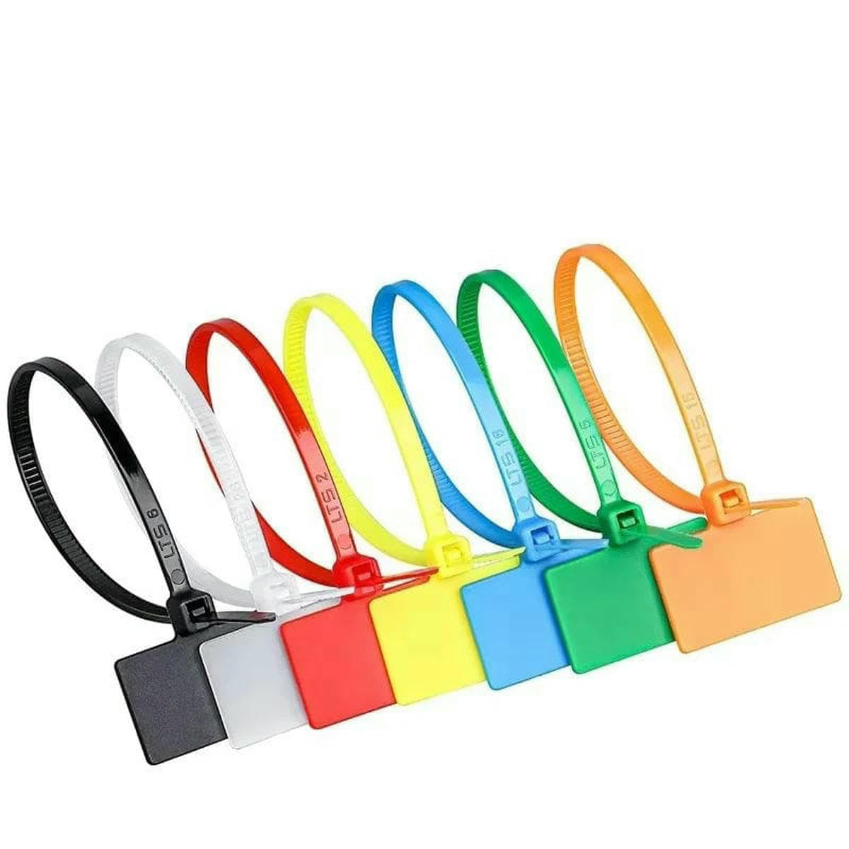 3x100/4x150/4x200mm Color Nylon Cable Ties Tag Labels Loop Ties Markers Cable Tag Self-Locking Zip Ties-Black-3x100mm(50pcs)
