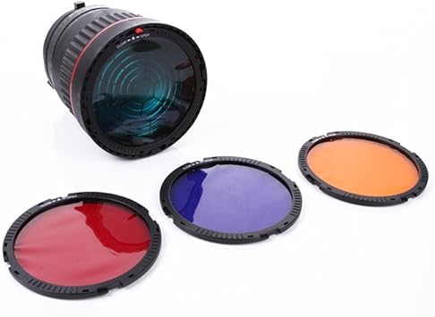 Fresnel Focusing Lens for Bowens Mount Adjustable 10-40 Beam Angle, Up to 10x Brighter, 4 Gel Filters Compatible with LED Lights & Monolight Flashes <150W