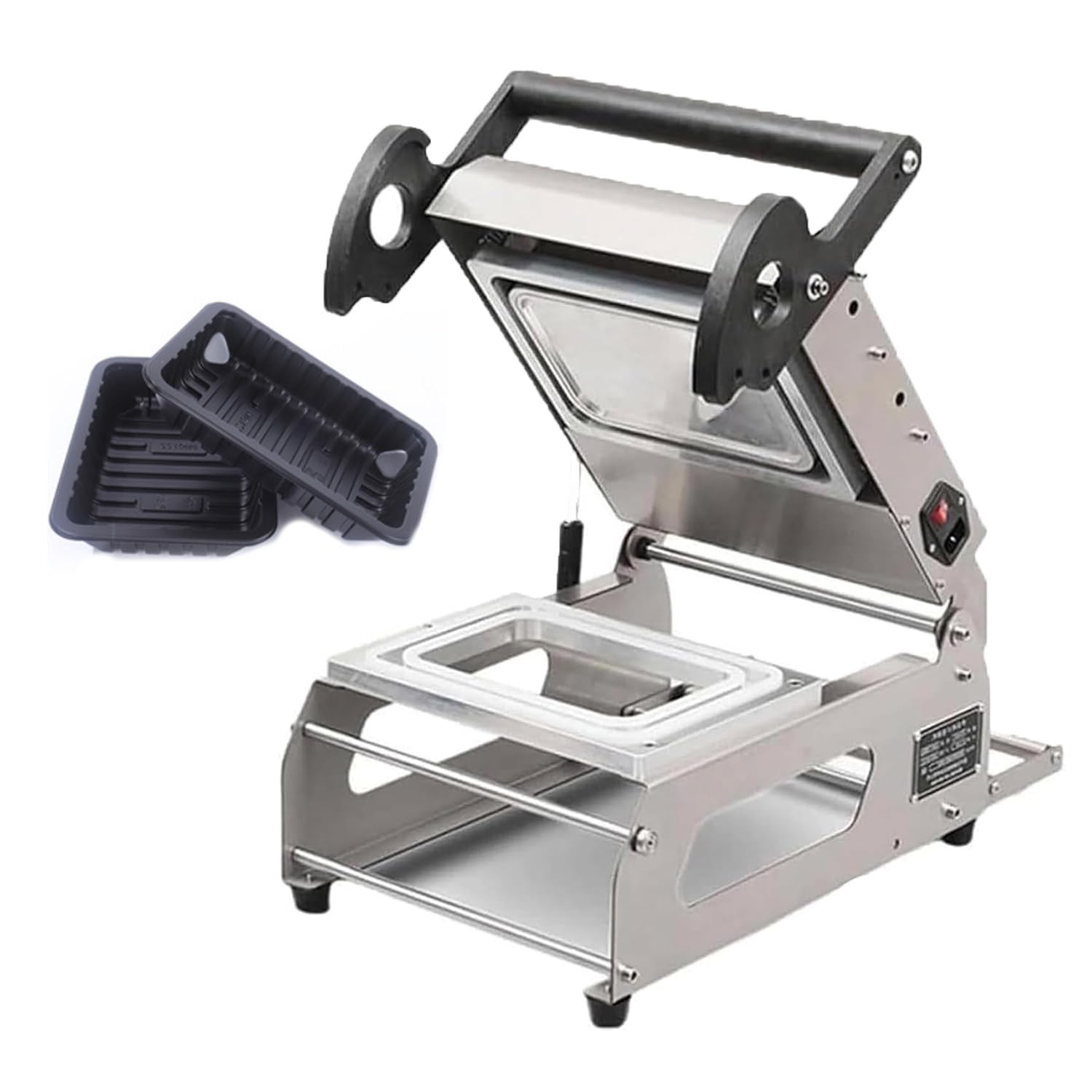 ASerZenith Commercial Heat Sealing Machine, Hand Press Tray Sealer, 7-8 Seals/Min For Takeaway Boxes, Cooked Food, Vegetables, Seafood, Sandwiches,180 * 120Mm