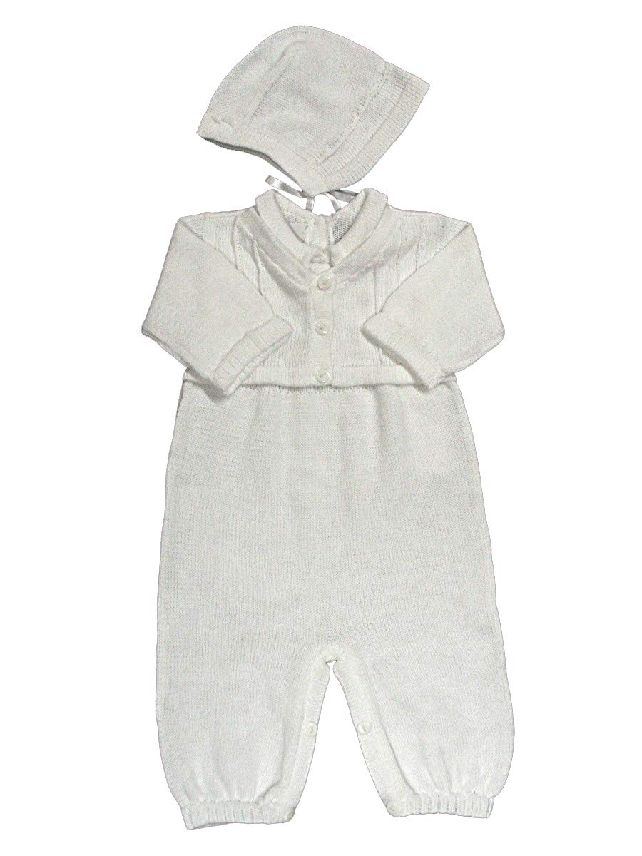 Baby's Trousseau Mock Sweater Knit Romper w/Hat A1135 (9 Months) White