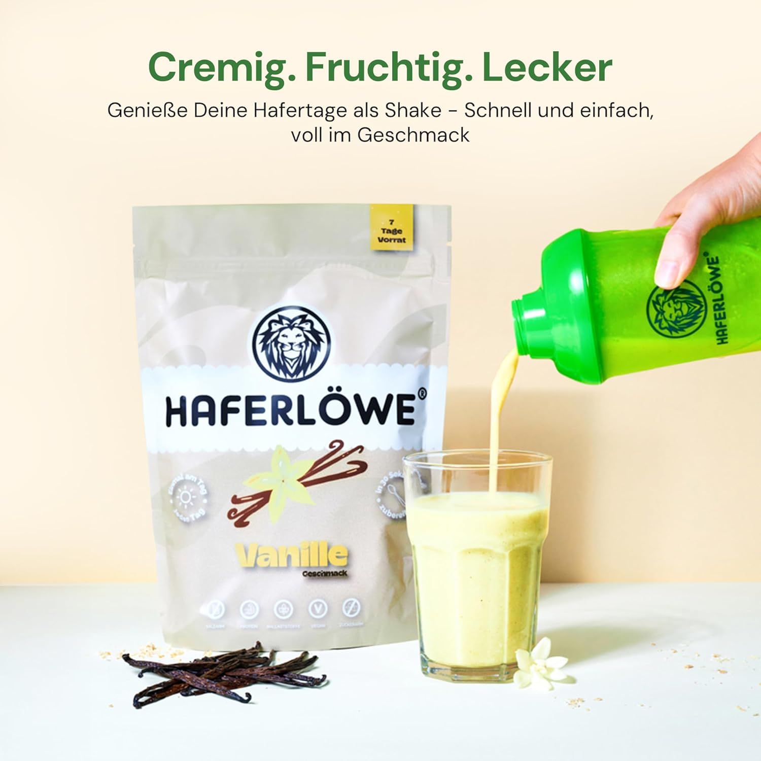 Haferlöwe Haferkur 28 Tage Starter Set, Hafertage in 4 Geschmacksrichtungen | Inkl. Gratis Shaker und Leitfaden | Protein Shake | Leckerer Diät Hafershake | DIA2® Ernährung