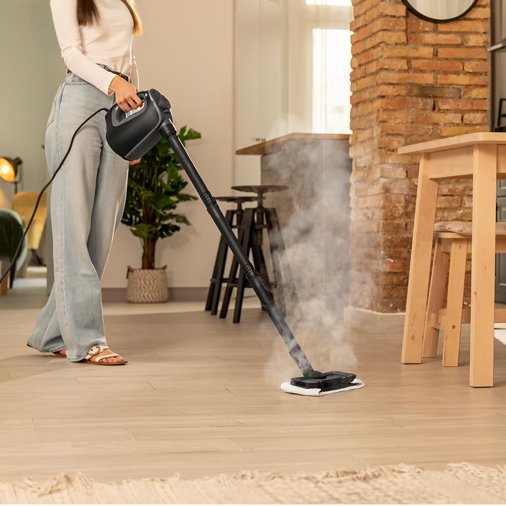 Cecotec Nettoyeur Vapeur a Main Hydrosteam 1300 Rapid Max. 1350 W, 550 ml, 16 Accessoires, 3 Bars, 32 g/min, Nettoyage 16min Sans Interruption,Verrouillage Vapeur Continu,Désinfection,Toutes Surfaces