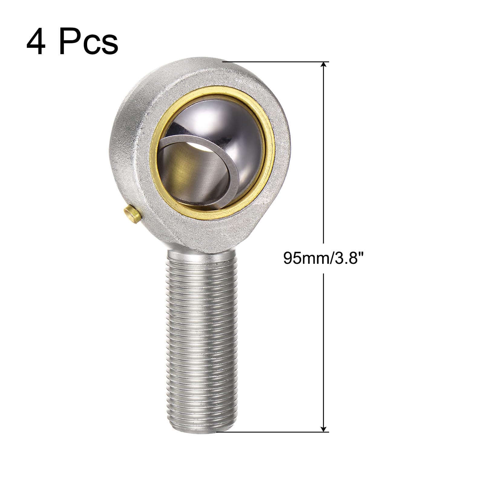 QUARKZMAN 4pcs POSB12 Cojinete de Extremo de Varilla Macho de 3/4 Pulgadas de Diámetro y Rosca Derecha de 3/4-16 Extremos de Varilla con Autolubricación Incluye Tuercas de Bloqueo