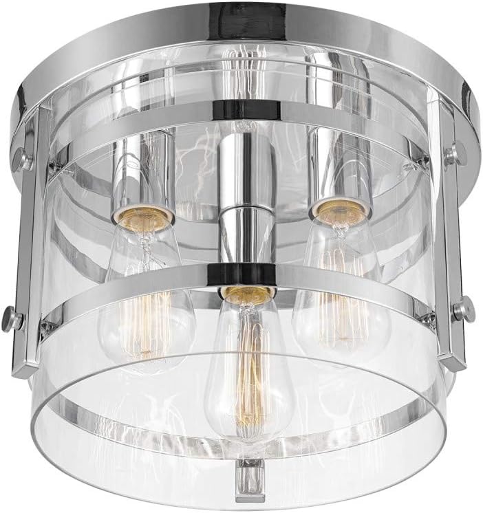 60% оƒƒ Dіѕсоunt Globe Electric 60324 Wexford Light Flush Mount, Chrome with Clear Glass, 8.13"