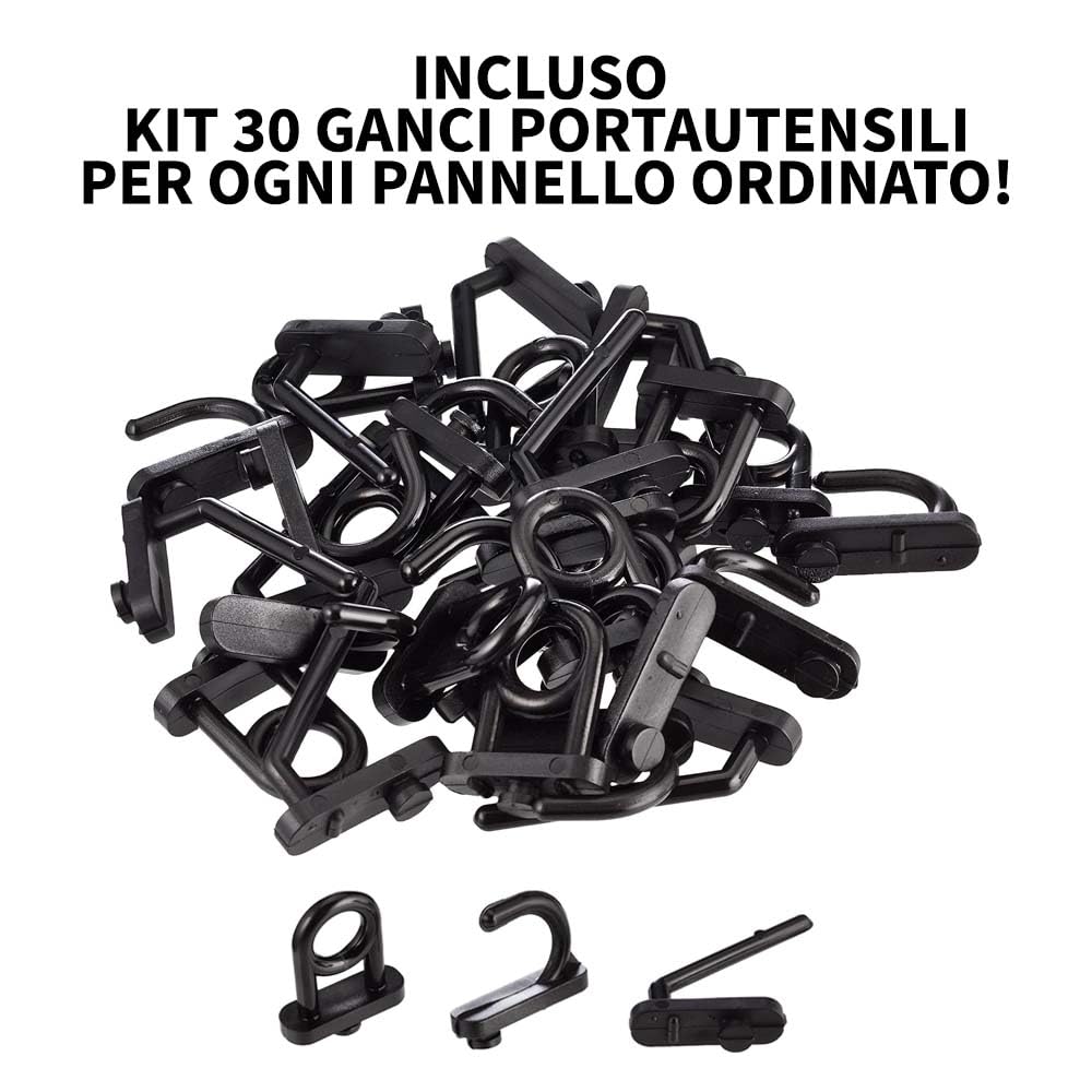 FERROELETTRA Pannello Portautensili 980x460mm in Lamiera Verniciata - Kit Ganci Incluso - Pannello Porta Attrezzi da Parete per Organizzazione Utensili - Parete Attrezzata Officina (1, Rosso)