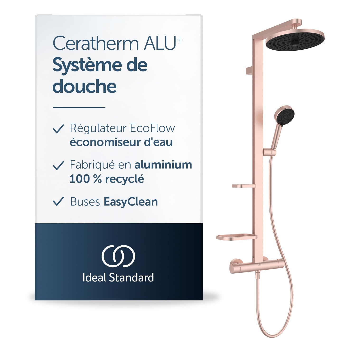 Colonne de douche Ceratherm Alu+ avec douchette économie d'eau et jets variables