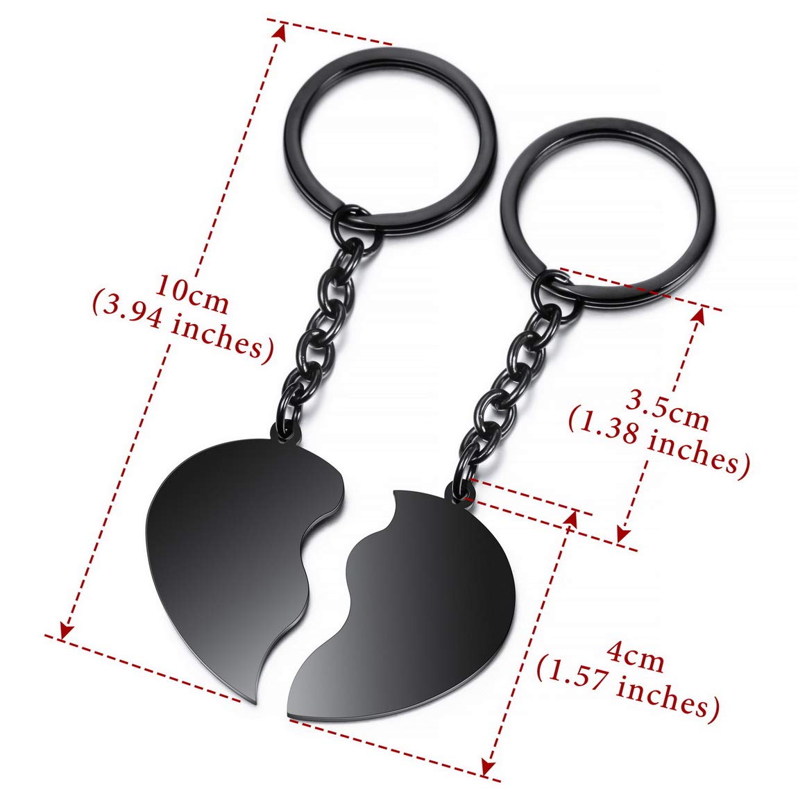 VIBOOS Personalized Couple Keychain Relationship Gifts Engraving Names Date Stainless Steel Heart Custom Keychain for Boyfriend Girlfriend Women Men Best Anniversary Wedding Gift(Black Color)