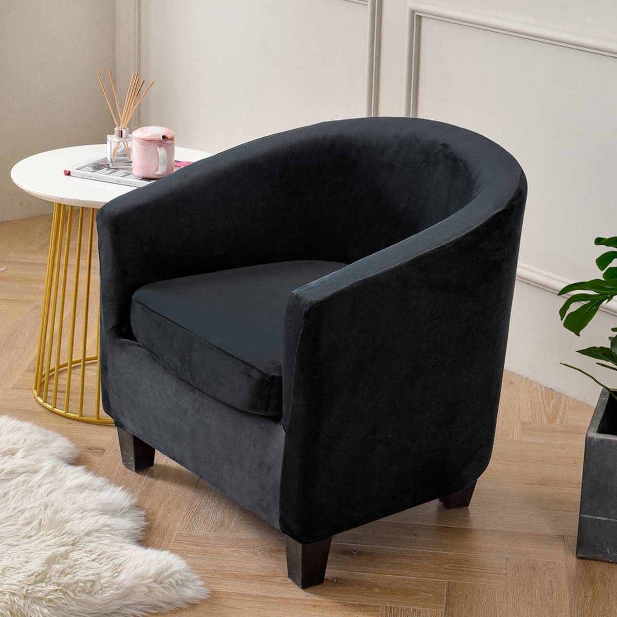 Sesselbezug stuhlbezüge Sesselbezug Stretch Clubstuhlbezüge 1 Sitzer Tullsta cocktailsessel husse cabriolet Schwarz