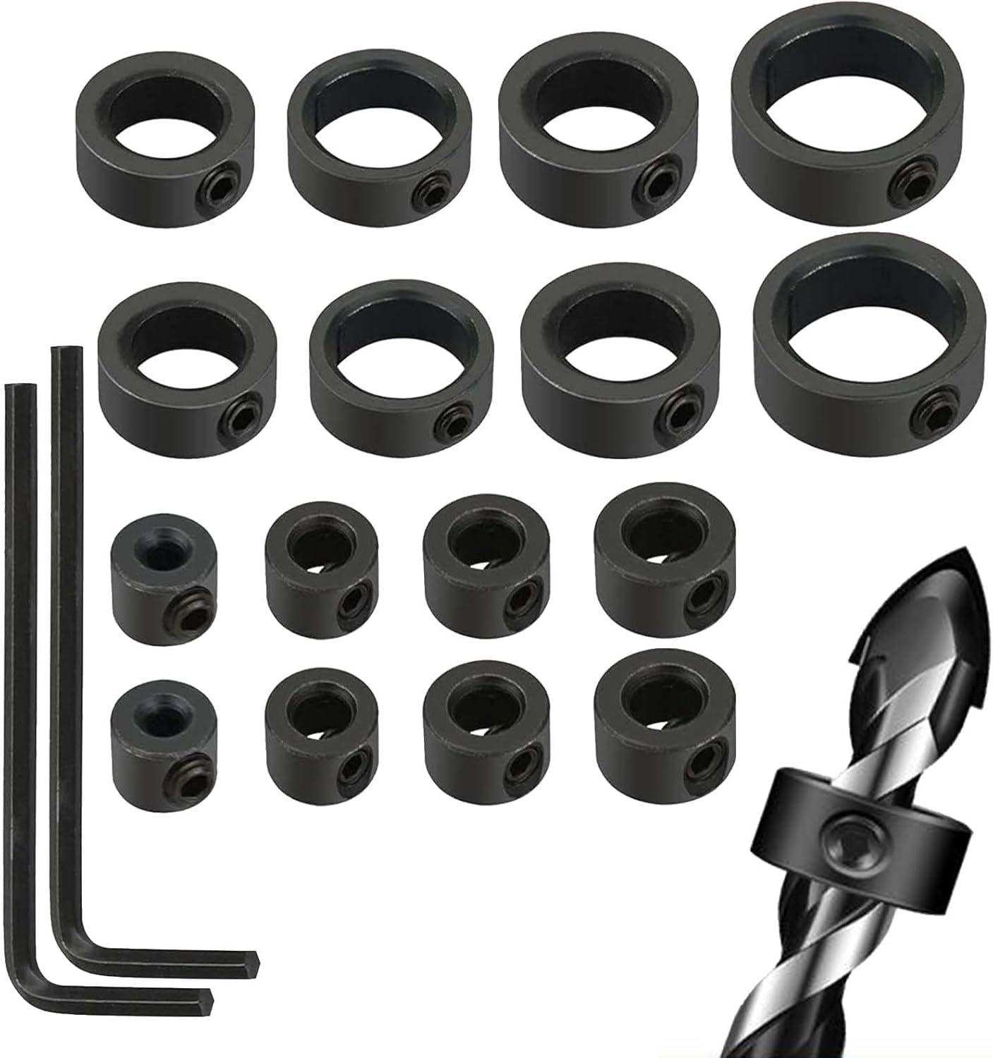 Lot De 12 Colliers D'Arrêt De Profondeur Perceuse – Acier Inoxydable 3-16 Mm – Limiteur De Perçage Précis & Sans Dommage Pour Forets