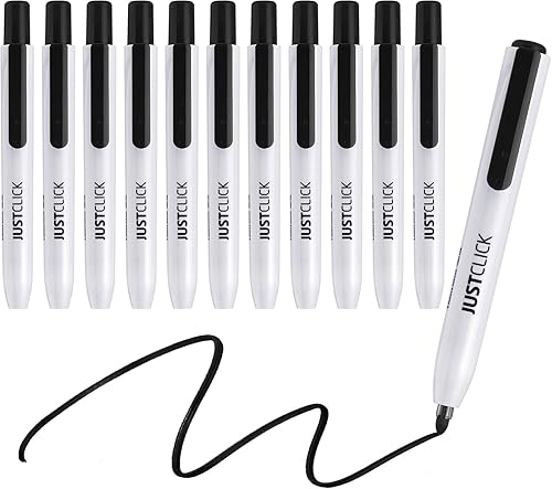 carrotez Marcadores retráctiles de borrado en seco, marcadores de pizarra blanca de borrado en seco, punta de bala, barril fino, 12 unidades, color