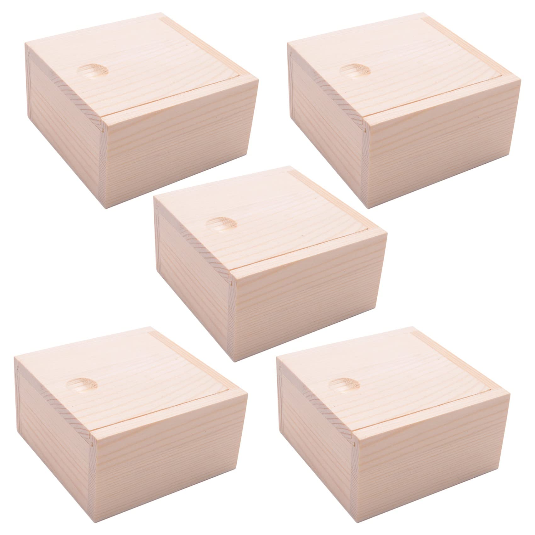 Hndhbfgrt 5X Small Plain Wooden Storage Box Case for Jewellery Small Gadgets Gift Wood Color