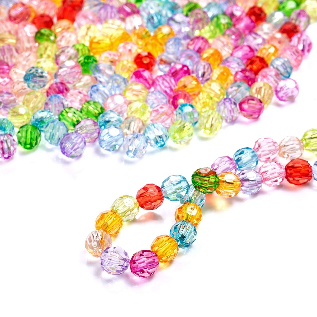 Assortiment De 1020 Perles Rondes à Facettes En Cristal Diametre 6 Mm Perles De Verre Colorees Pour Artisanat Bracelets Bijoux