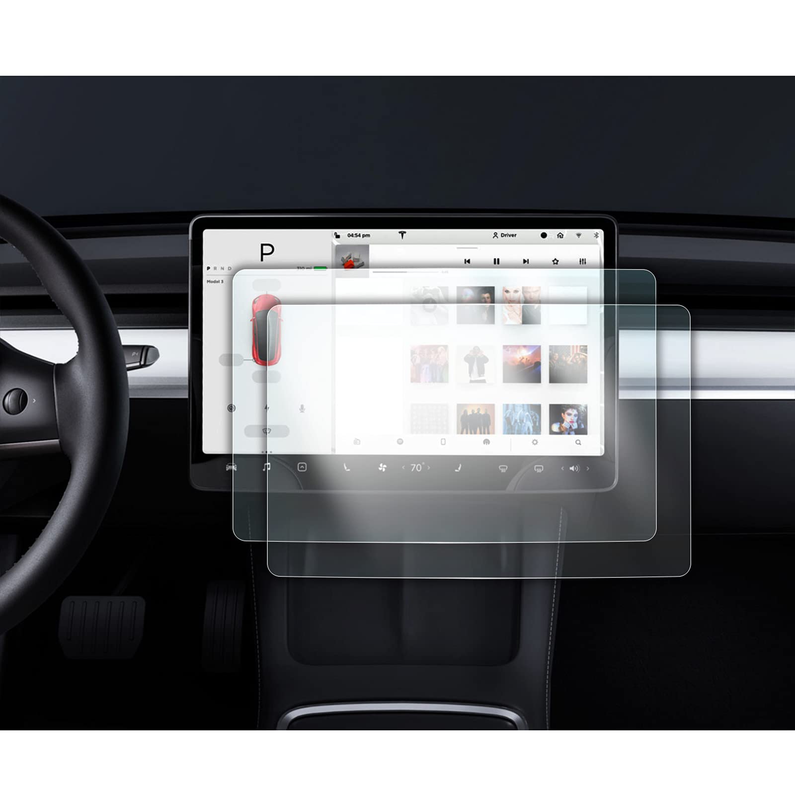 (2 Packs) YEE PIN 2018 Tesla Model 3-15 Inch in-Dash Navigation Screen Protective Soft Thin-Film-0.125mm