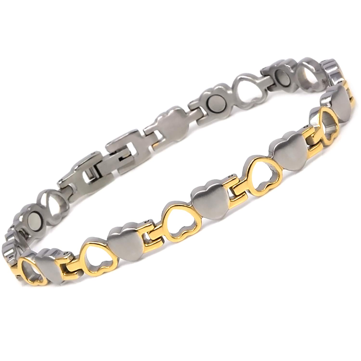 CMS MAGNETICS Novoa Women's Titanium Heart Magnetic Bracelet - 12,800 Gauss B185J-0
