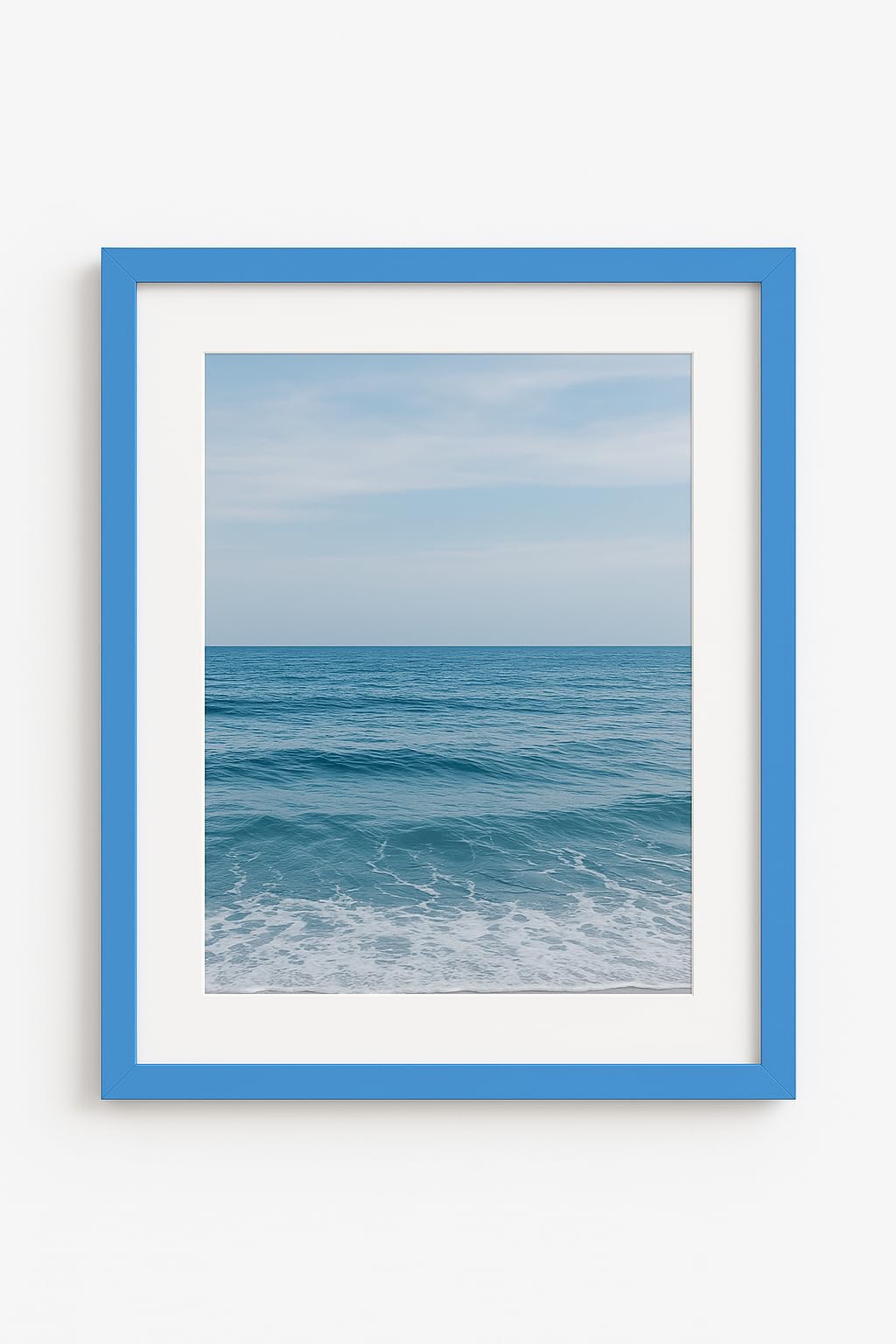 Natural Wood Photo Picture Poster Print Frame with White Mount Wall or Tabletop Display Shatterproof Styrene, Blue, 10" x 12" in 14" x 16" frame โ image 1