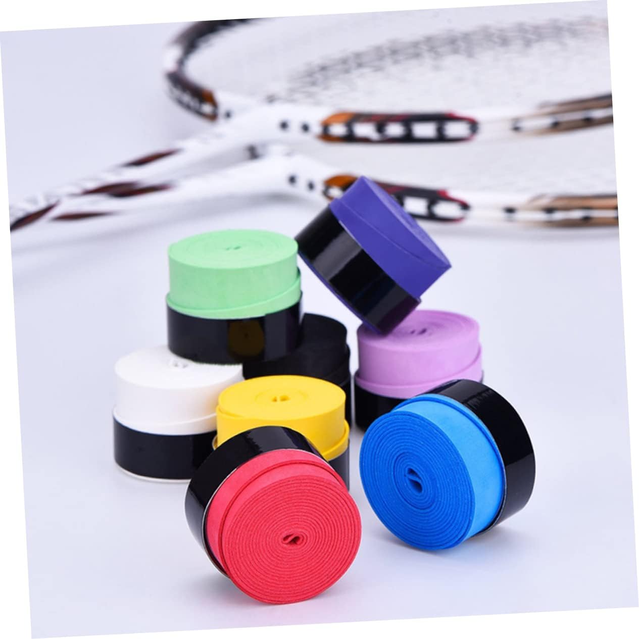 Toddmomy Sticky Sweatband Grip Tape Smooth Adhesive Overgrip for Badminton Squash Rackets Slip Sweat Absorbing Random Color for Tennis Players