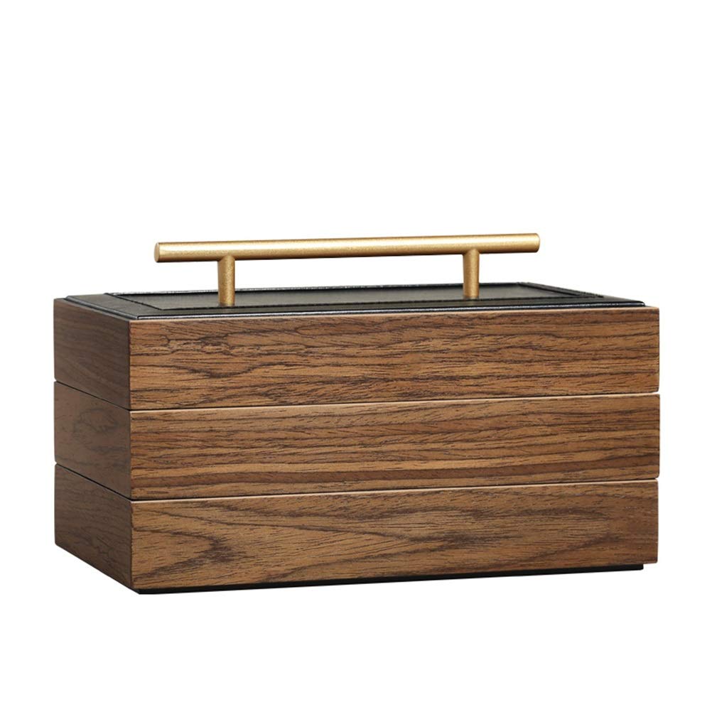 Joyero Grande de Madera de Lujo, Organizador de Terciopelo de Madera, 3 Capas, Pendientes, Anillos, Caja de Almacenamiento de Collares, ataúd de joyería