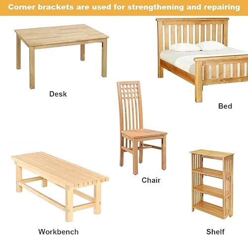 Miniatura 7 de AYSUM 20 soportes negros en L de 3.1 x 3.1 pulgadas, soporte de esquina resistente de 3.150 x 3.150 in para sillas de madera, estantería, muebles,