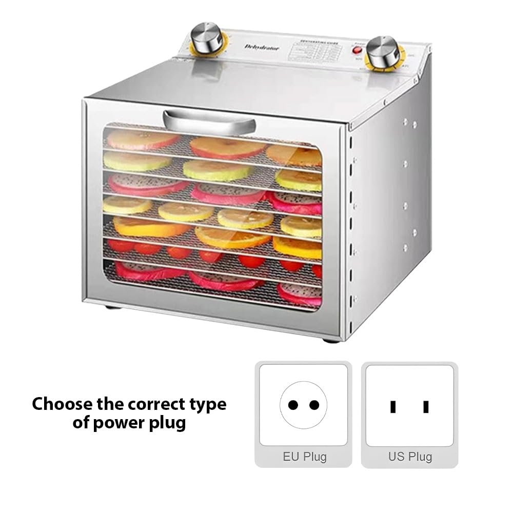Essiccatori per alimenti e carne secca con timer 24 ore 8 griglie di essiccazione 400 W 30-90 ℃ Essiccatore per frutta e verdura Controllo della temperatura regolabile e finestra visibile per u