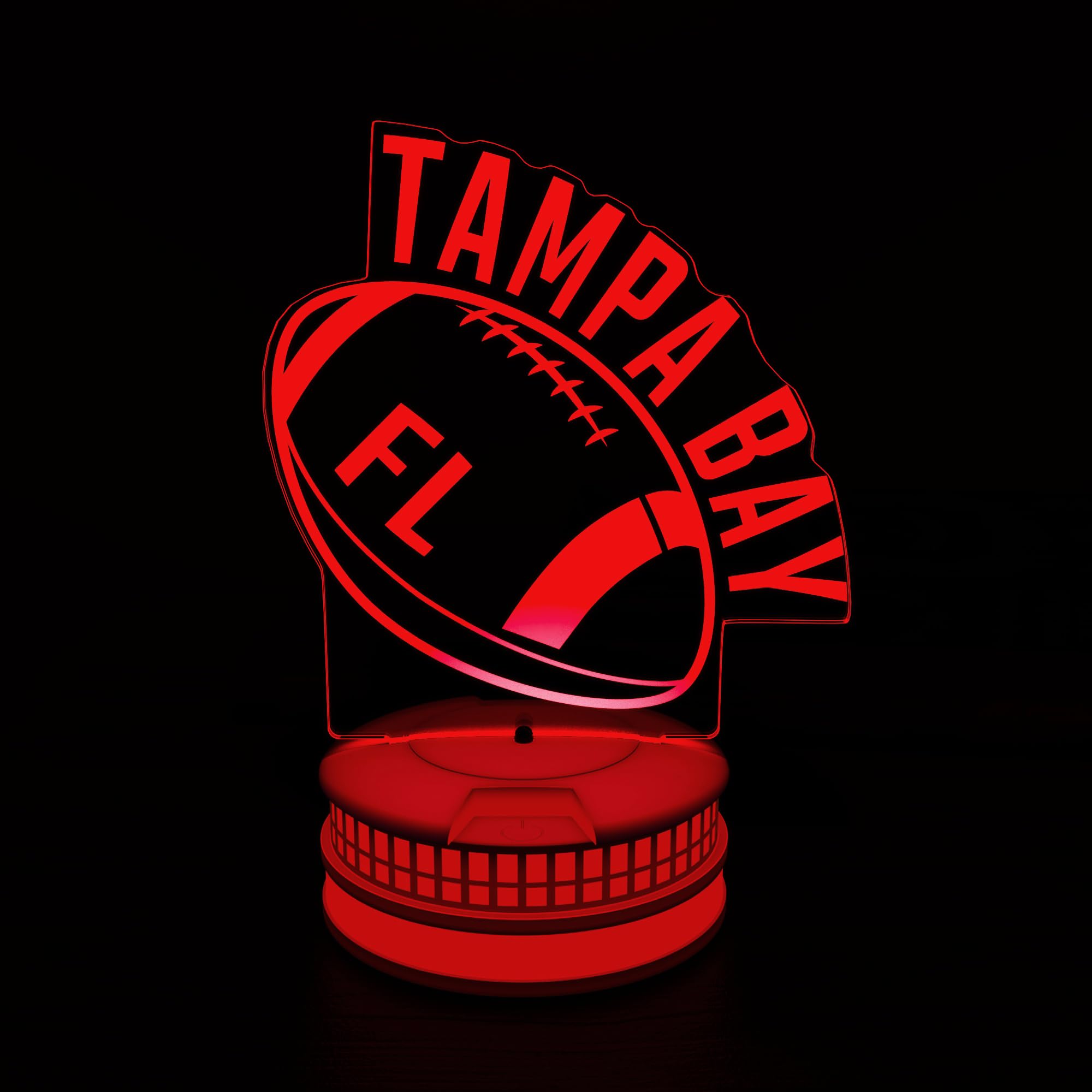 CLORURBANLIVE 3D Football Tampa Bay Night Light 3D Illusion Lamp with Remote Control 16 Color Options Sports Decor Lighting for Fans - Multicoloured OneSize