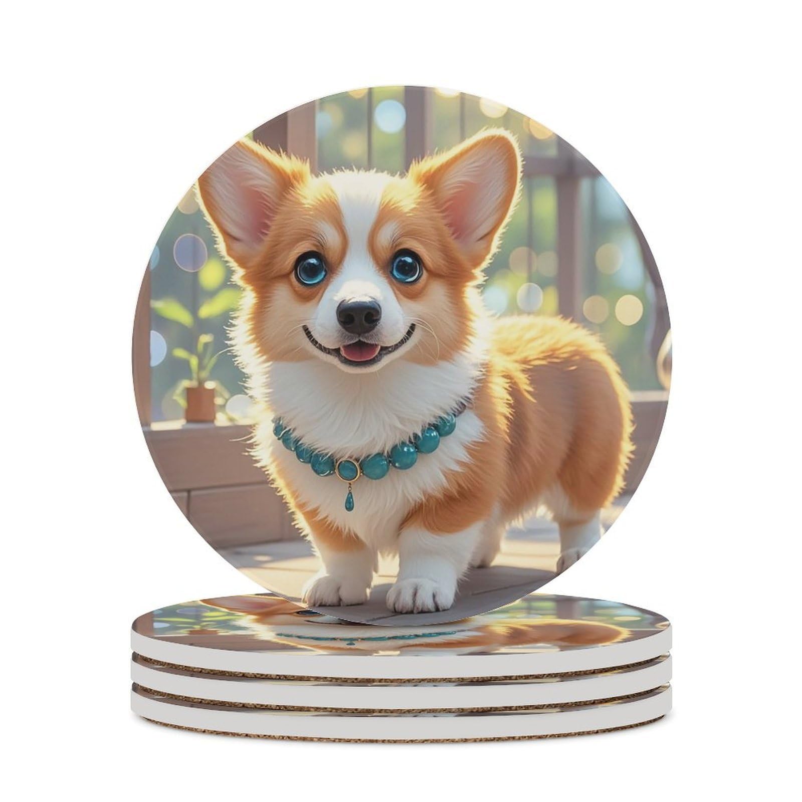 Dessous de verre ronds en céramique motif Corgi mignon, le cadeau idéal pour amoureux des chiens