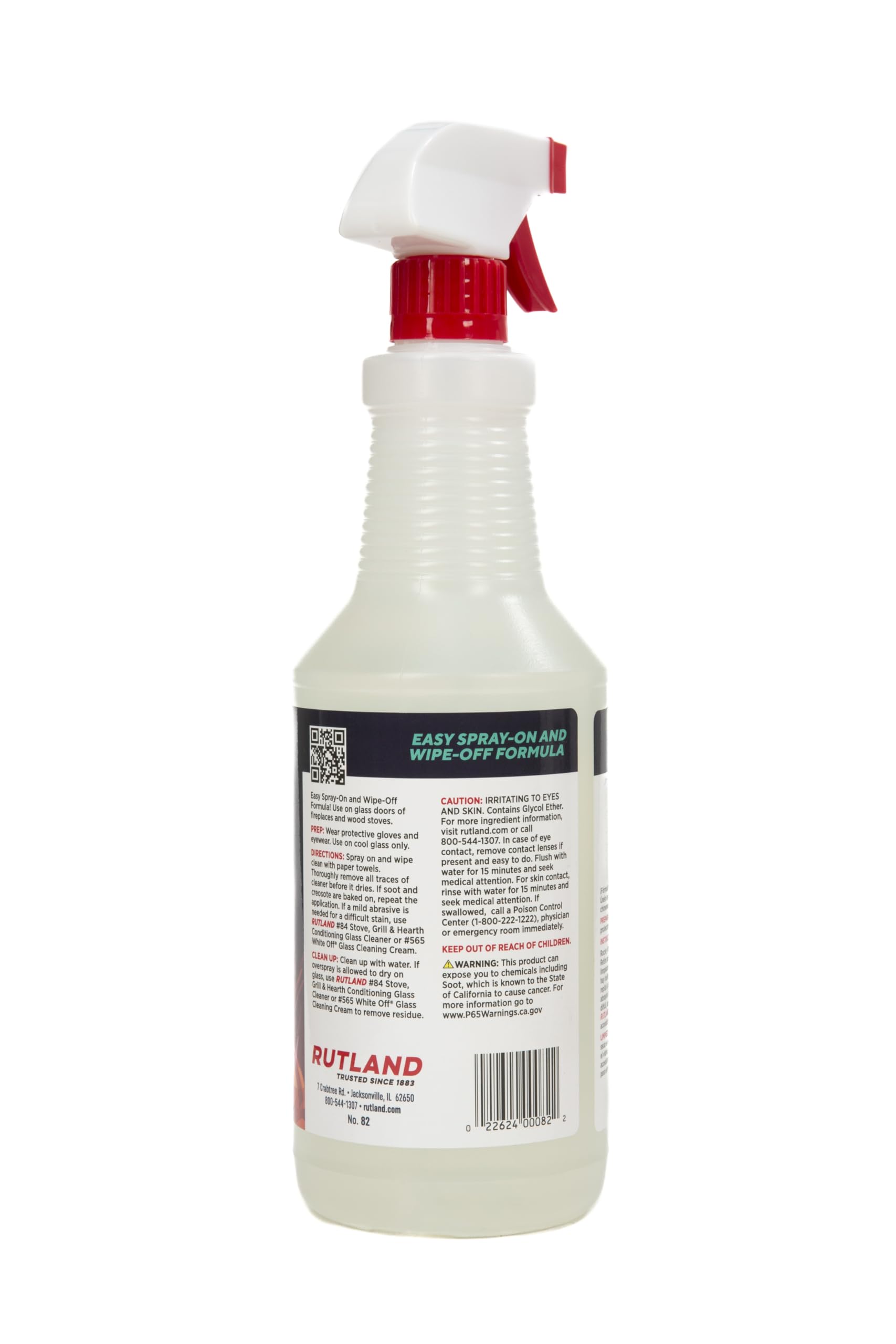 Rutland Kamin Glas Reiniger, Spray Flasche, transparent