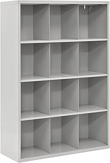 IC00461866-09 Cube Storage Organizer with 12 Cubbies, Steel 12-Bin Cubby Storage Cabinet, 66"H, Black