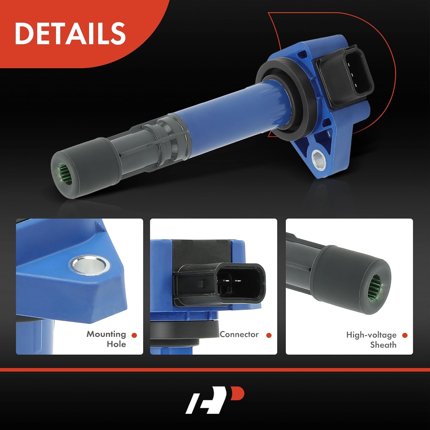 A-Premium (Blue) Engine Ignition Coil Pack Compatible with Honda Civic & Acura EL, 2001 2002 2003 2004 2005, 1.7L, Replace# 30520PDKA01, 30520PVJA01, 4-PC Set