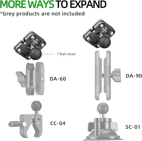 Miniatura 6 de FANAUE Soporte de teléfono de aluminio con adaptador de cabeza esférica de 1" compatible con soportes RAM Tamaño B Brazo de doble zócalo (SA-01)
