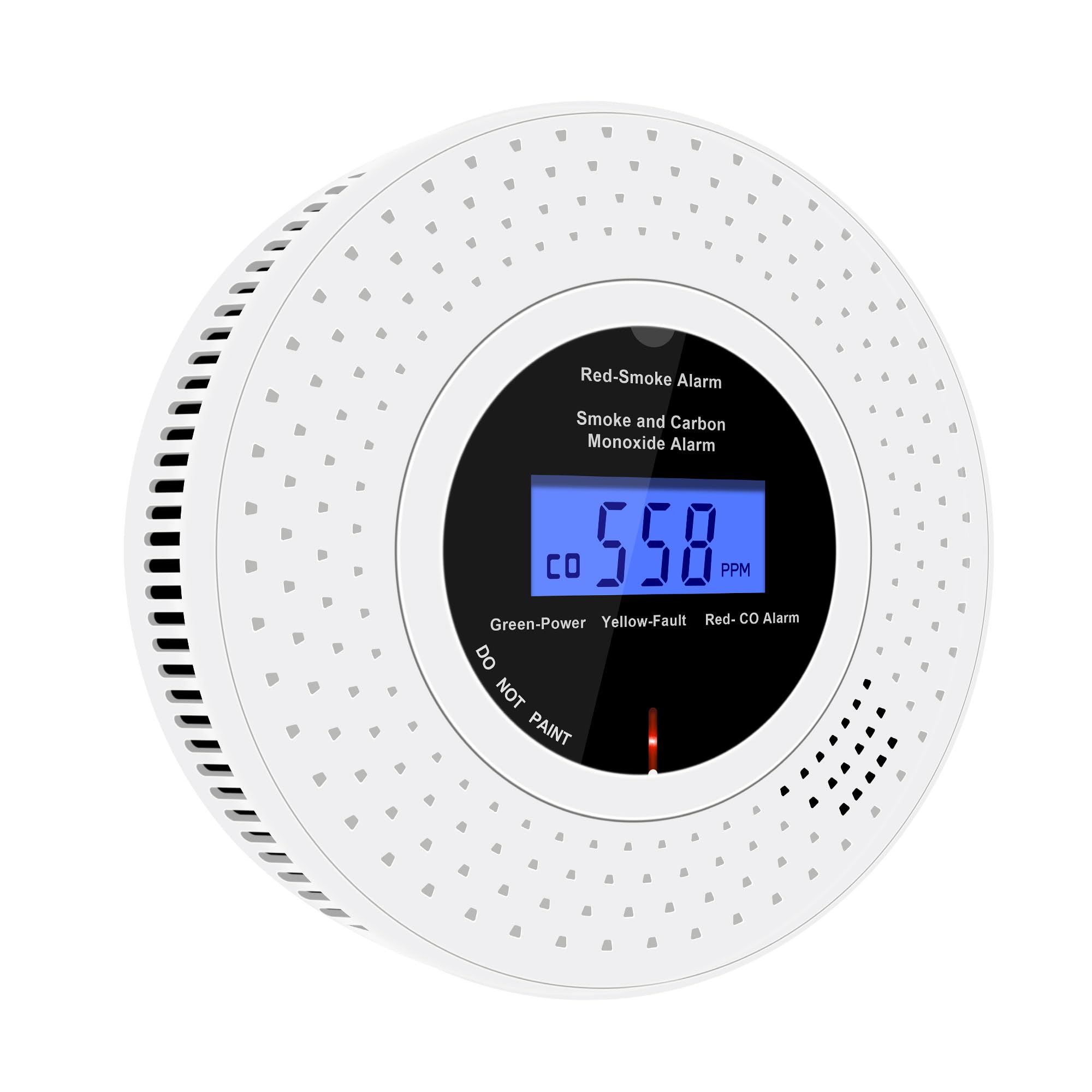 Scondaor Smoke and Carbon Monoxide Detector Combo with LCD Display, 10-year Life Smoke Alarms for Home, Replaceable AA Battery Included, Smoke & CO Alarm Detector with Test/Silence Button (1 Pack)