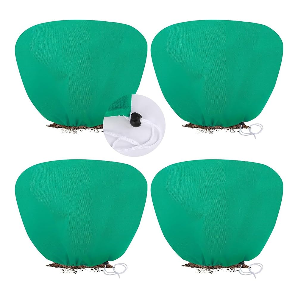 Vjsujehgy Freeze Protection Plant Covers 4 Pack, Shrub Plant Protection Bags with Drawstring, for Winter for Outdoor Garden