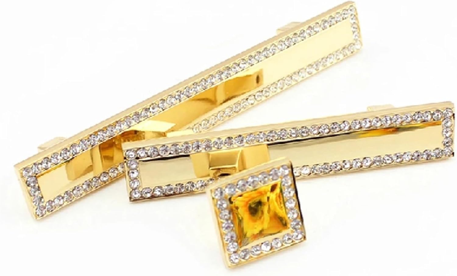 Gold Crystal Diamond Furniture Hardware Handle Door Drawer Wardrobe Kitchen Cabinets Cupboard Pull Door Knobs Accessories 2Pcs(64mm)