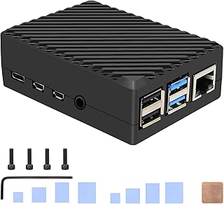 Geekworm for Raspberry Pi 4 Case (P373), Fanless Aluminum Passive Cooling Heatsink Case for Raspberry Pi 4 Model B 8GB/4GB/2GB/1GB