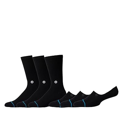 Stance Icon Mixed 6 Pack Crew Cut Socks Shoes Black