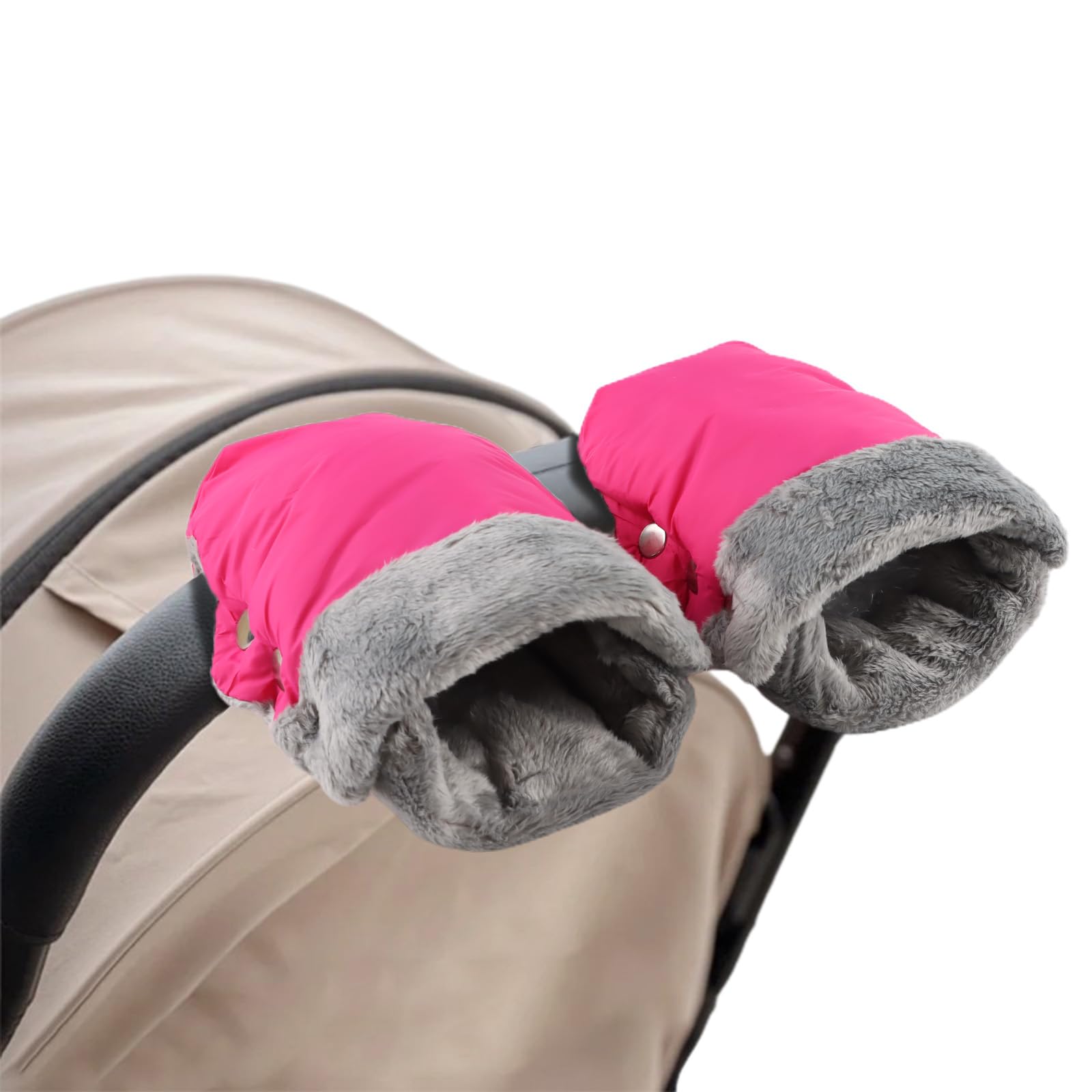Stroller Hand Muff Windproof Anti-Freeze Pram Hand Warmer Warm Baby Stroller Gloves Pushchair Mittens (Rose Red)