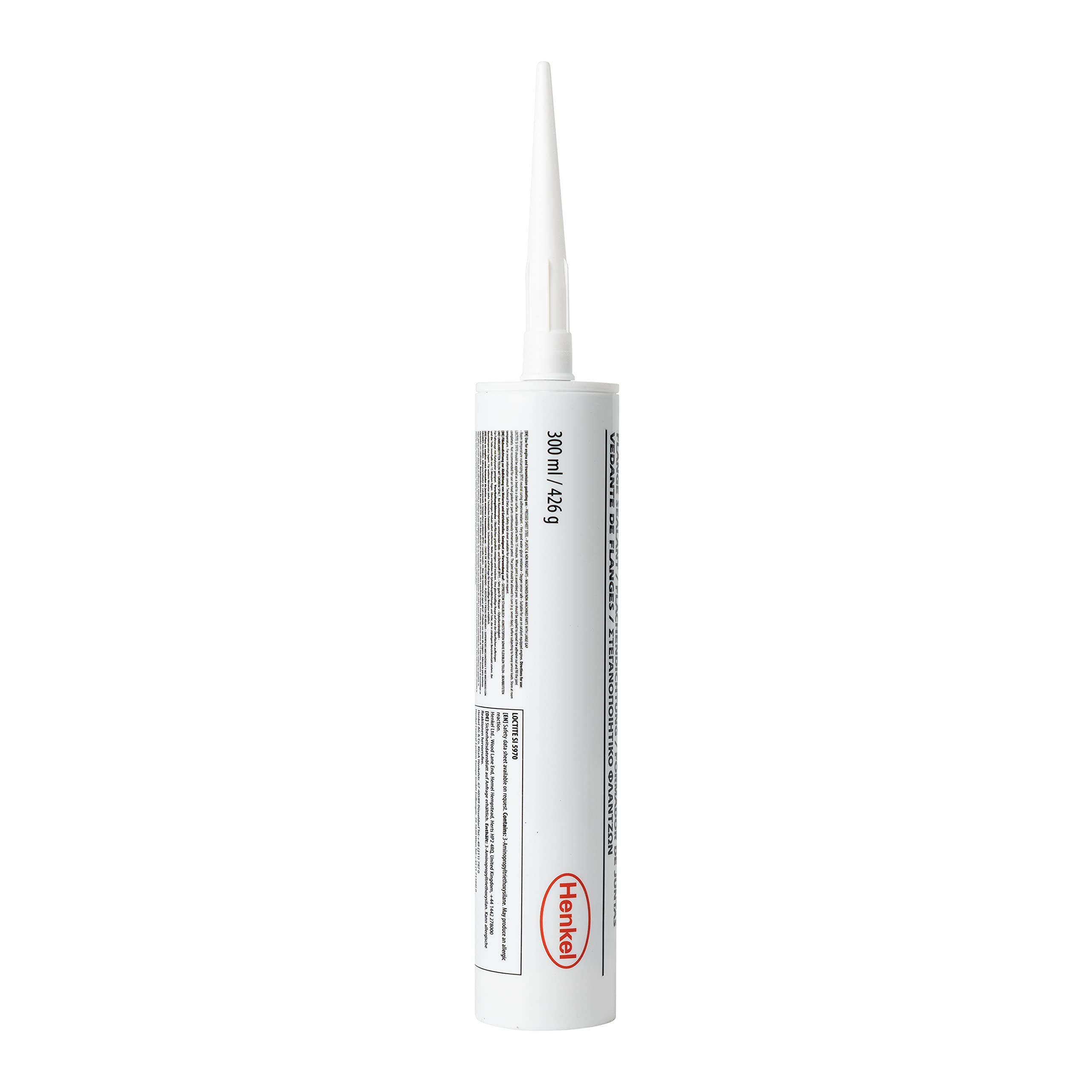 LOCTITE SI 5970, schwarzes Silikon für die Flächendichtung und zum Abdichten von Flanschen, ölbeständiger und vibrationsbeständiger Dichtstoff, 1x300ml | Flüssige Flanschdichtung für Metalle, Kunststoffe und lackierte Teile, beständig gegen Öle, hohe Vibr