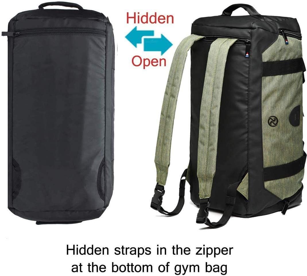 Borsone da palestra zaino impermeabile sportivo borsone da viaggio borsa da viaggio per uomo donna borsa da notte con scomparto per scarpe grigio, Verde-a., Medium 45l, Campagne