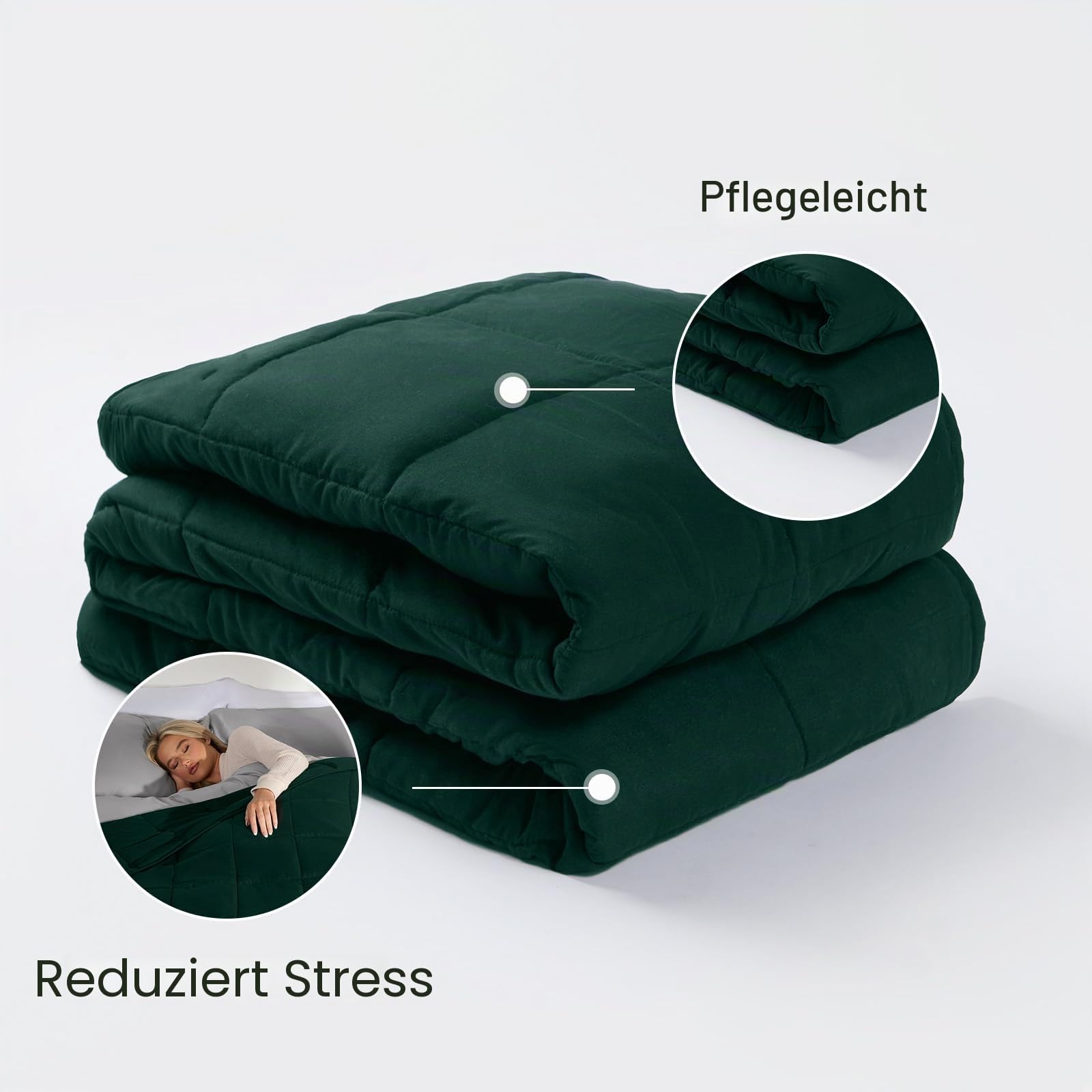 Brentfords Gewichtsdecke 6 kg 125 x 180 cm Waldgrün Weighted Blanket