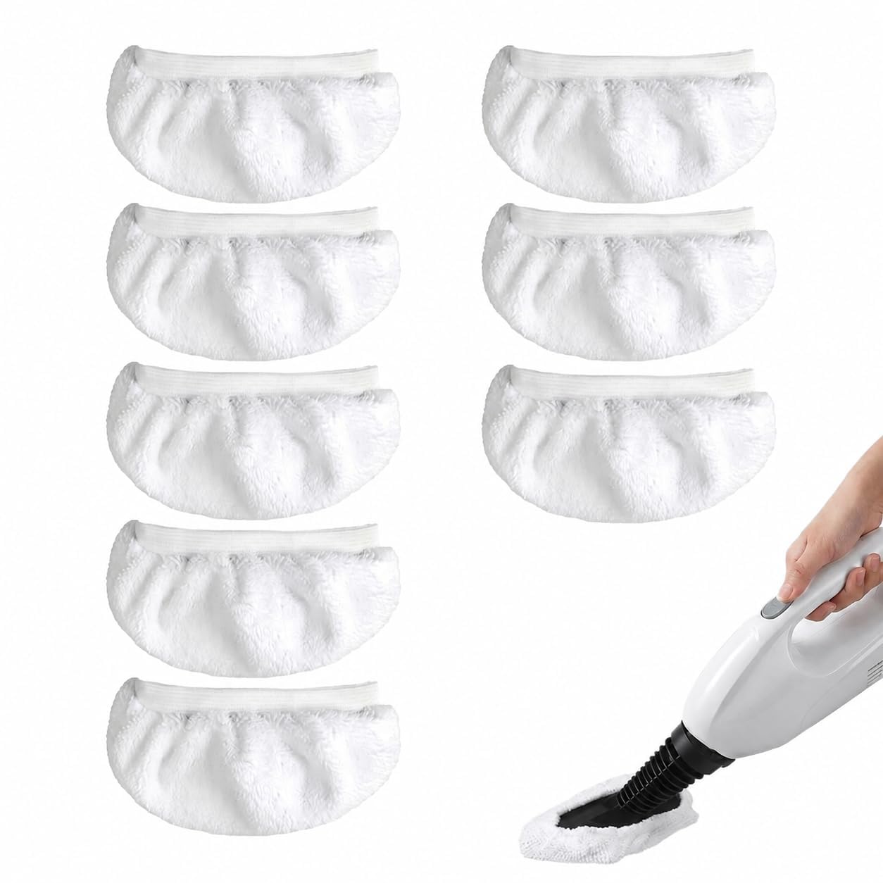 8 Pcs Universal Steam Mop Pads Replacement, Washable Microfiber Cloths Cover for Handheld Steam Cleaner, Reusable Microfiber Cloths Washable Mop Pads Steam Cleaner Accessories