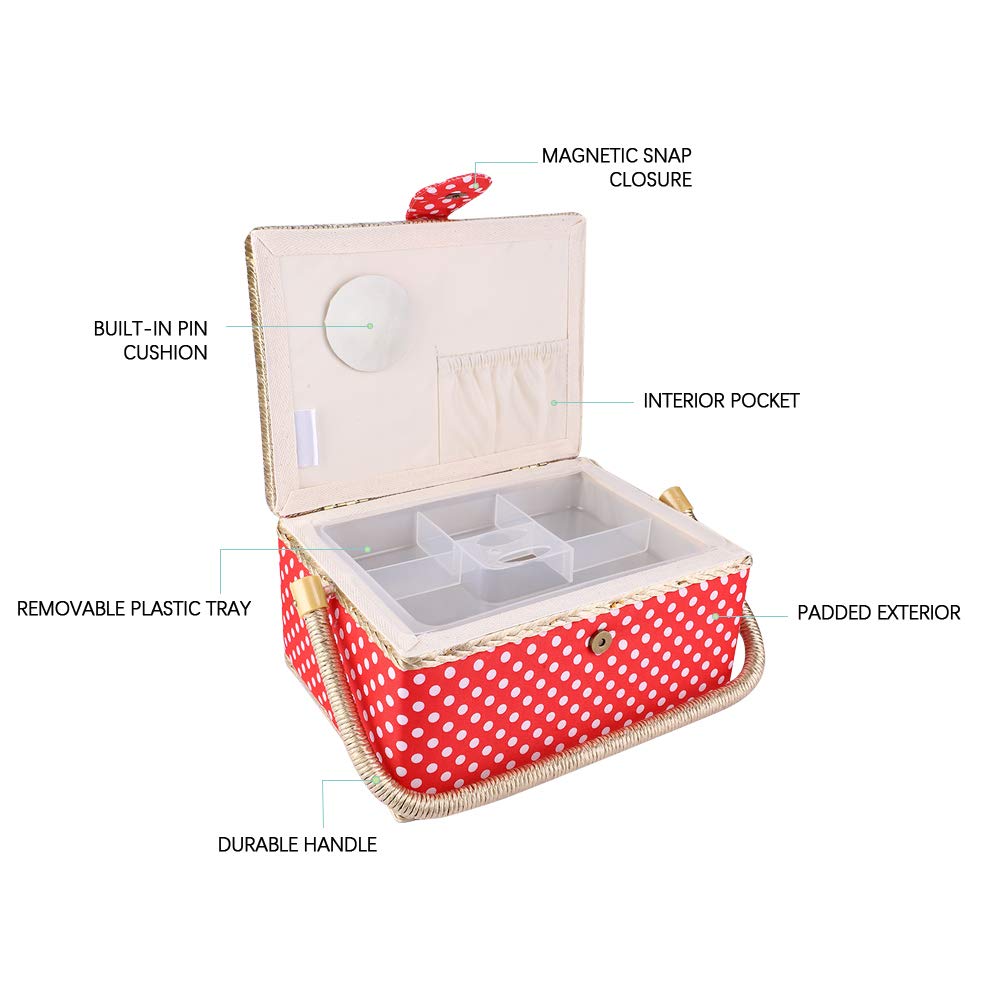 Cestino da cucito in tessuto, cesto da cucito per uso domestico con tipo flip, organizer da cucito con design di archiviazione a doppio strato